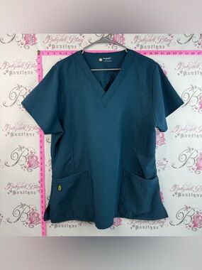 Four stretch tshirt blue scrubs Women's V-Neck Scrub Tunic Top in A Navy Blue